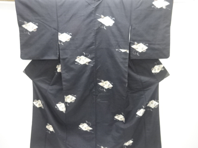 JAPANESE KIMONO / TSUMUGI / WOVEN RHOMBUS & IVY LEAVES
